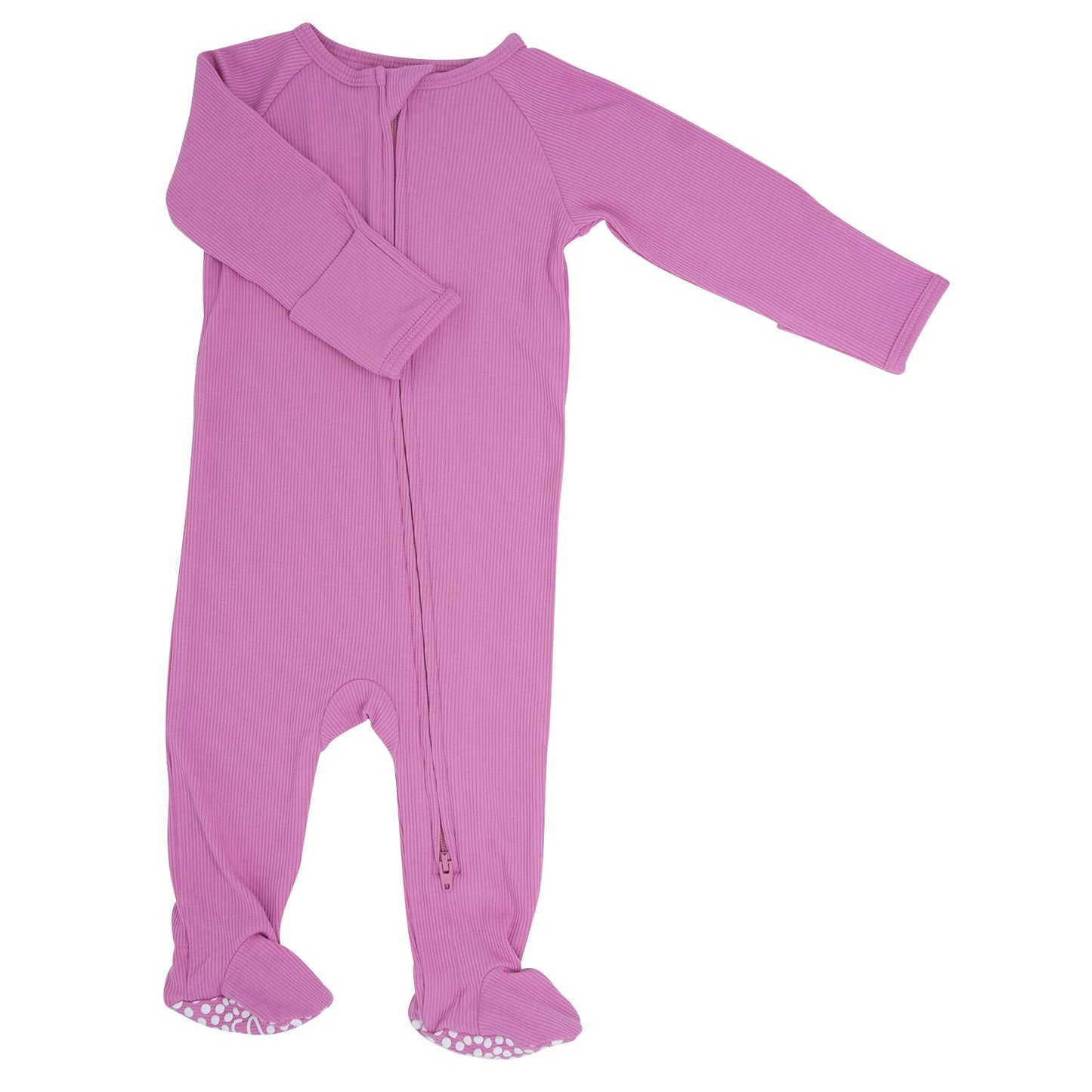 Zipper Footie Cashmere Rose Rib
