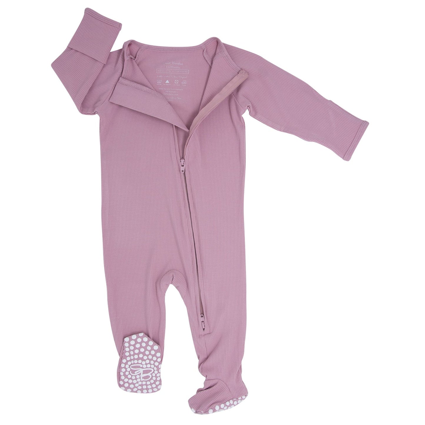 Zipper Footie Petunia Pink Rib