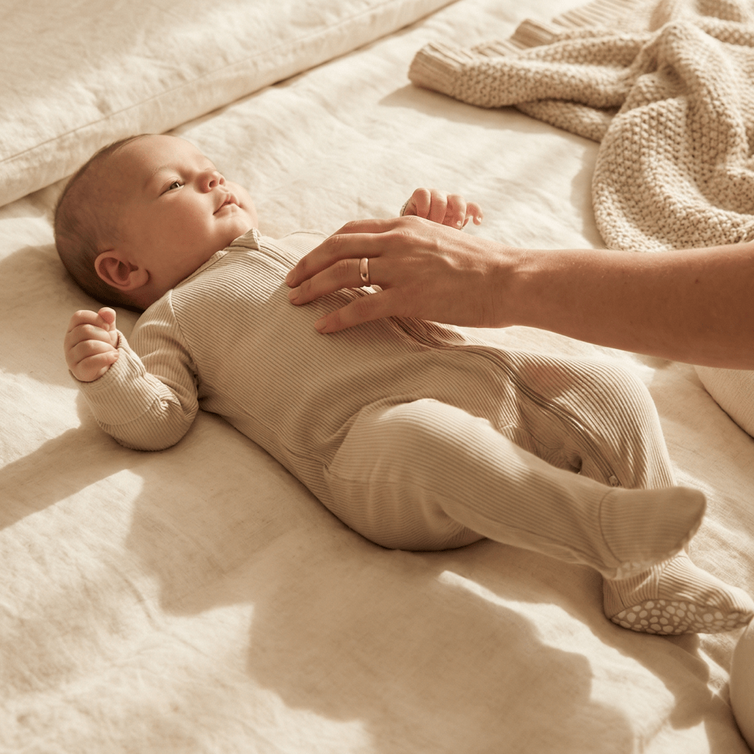 Zipper Footie Oatmeal Rib