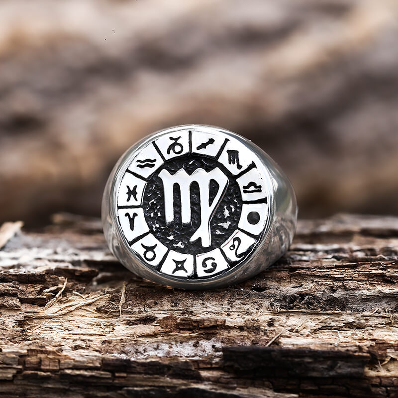 Zodiac Signs Symbol Stainless Steel Ring