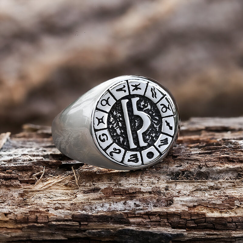 Zodiac Signs Symbol Stainless Steel Ring