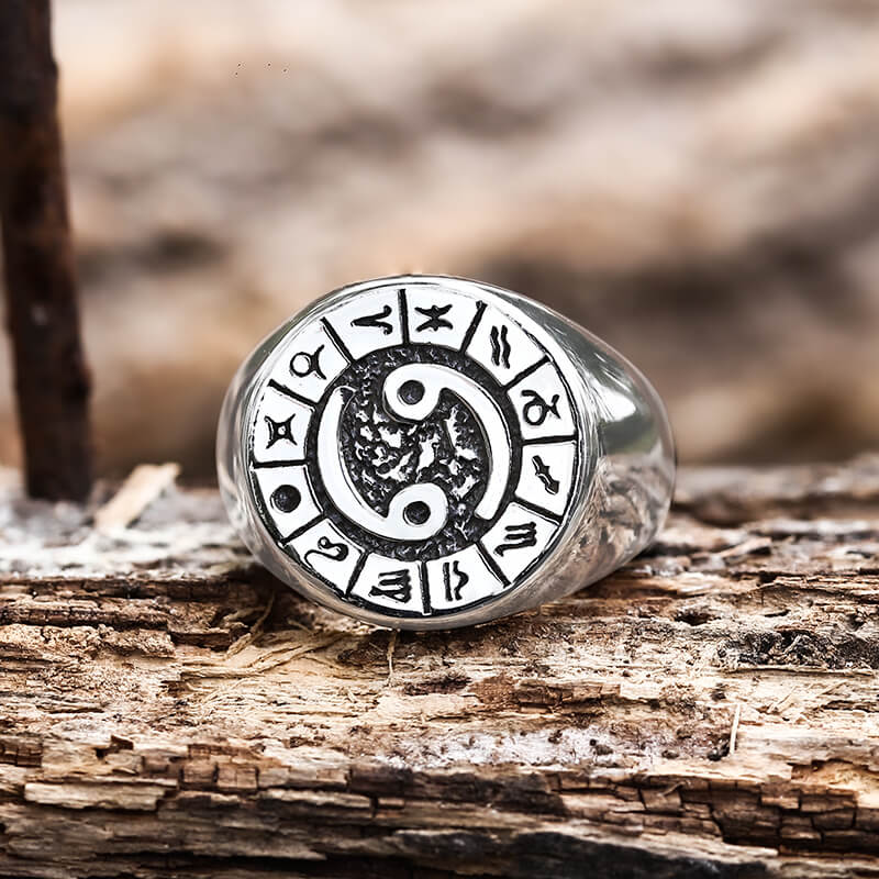 Zodiac Signs Symbol Stainless Steel Ring