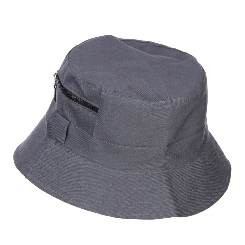 Zip Pocket Cotton Bucket Hat
