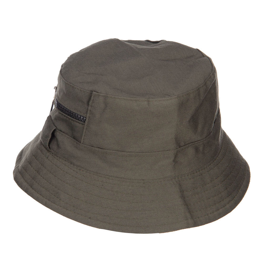 Zip Pocket Cotton Bucket Hat