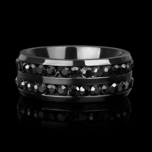 Women's Black Stone Ring Band