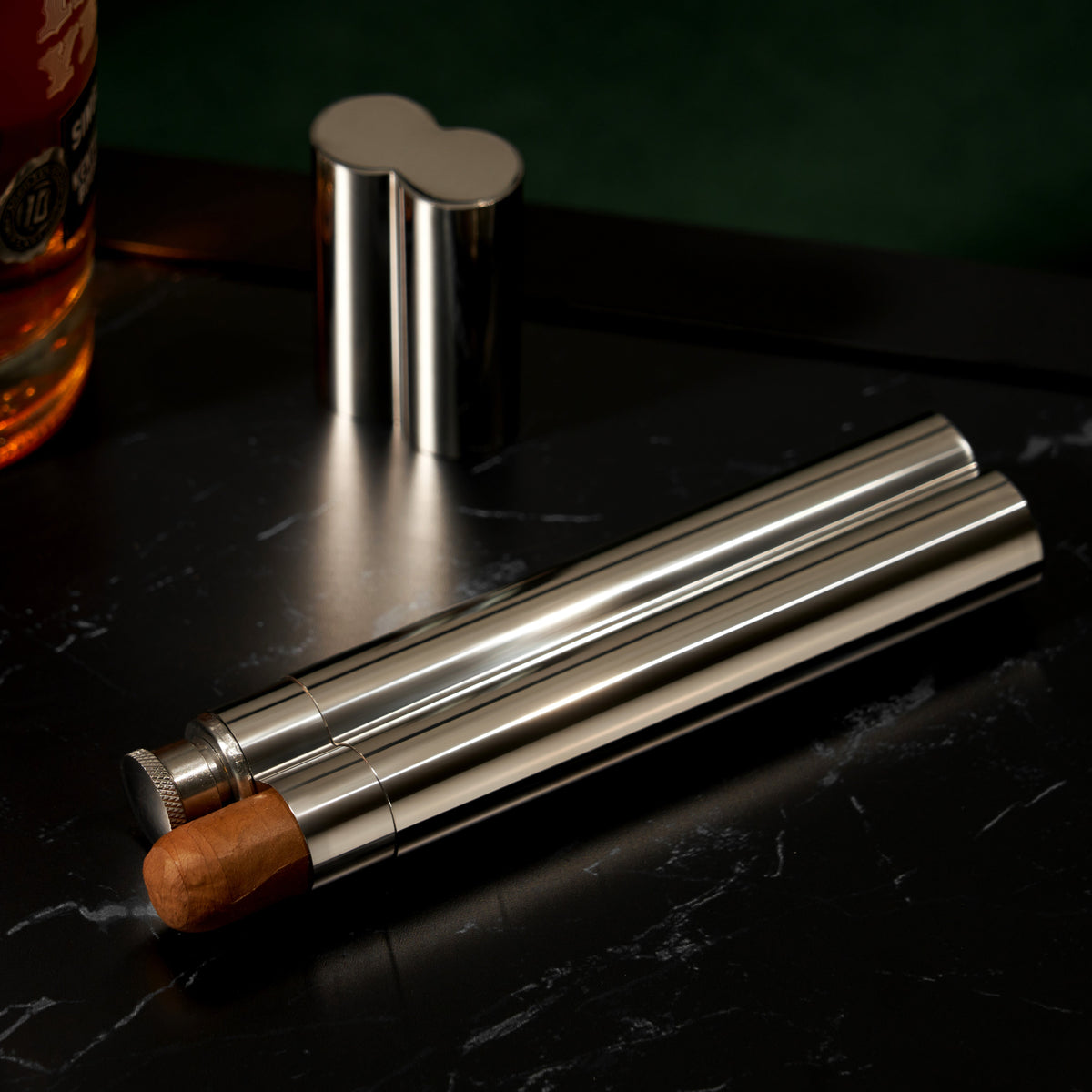 Stainless Steel Cigar Holder and Flask