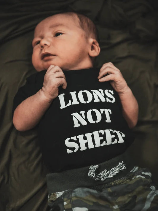 "LIONS NOT SHEEP" OG BABY ONESIE
