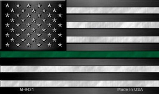 American Flag Thin Green Line Novelty Metal Magnet
