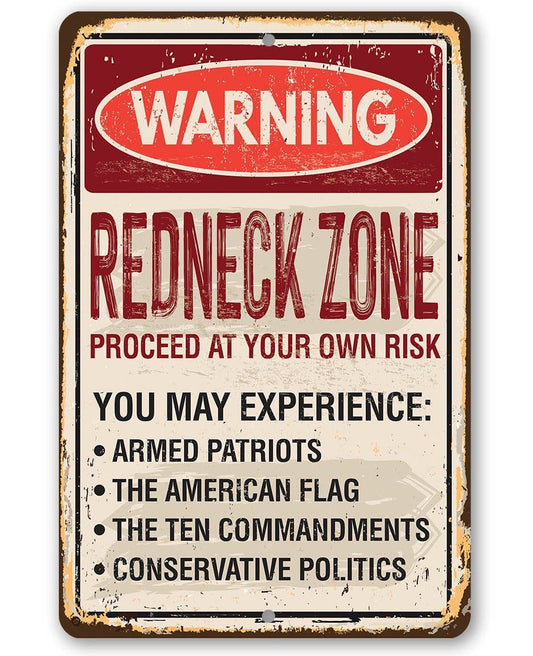 Warning Redneck Area - Metal Sign