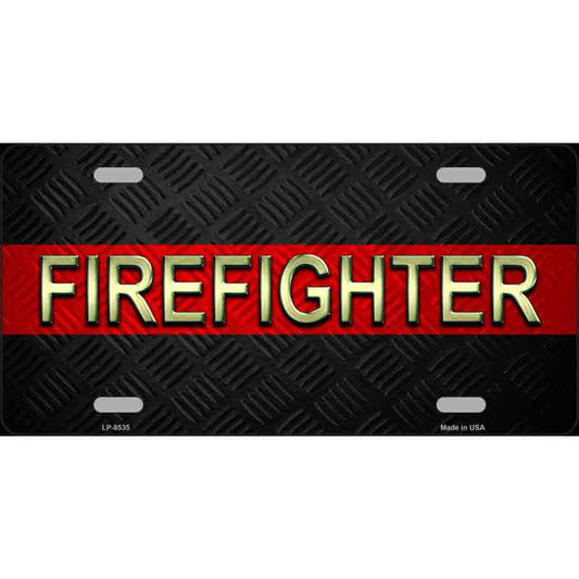 Firefighter Thin Red Line Metal Novelty License Plate