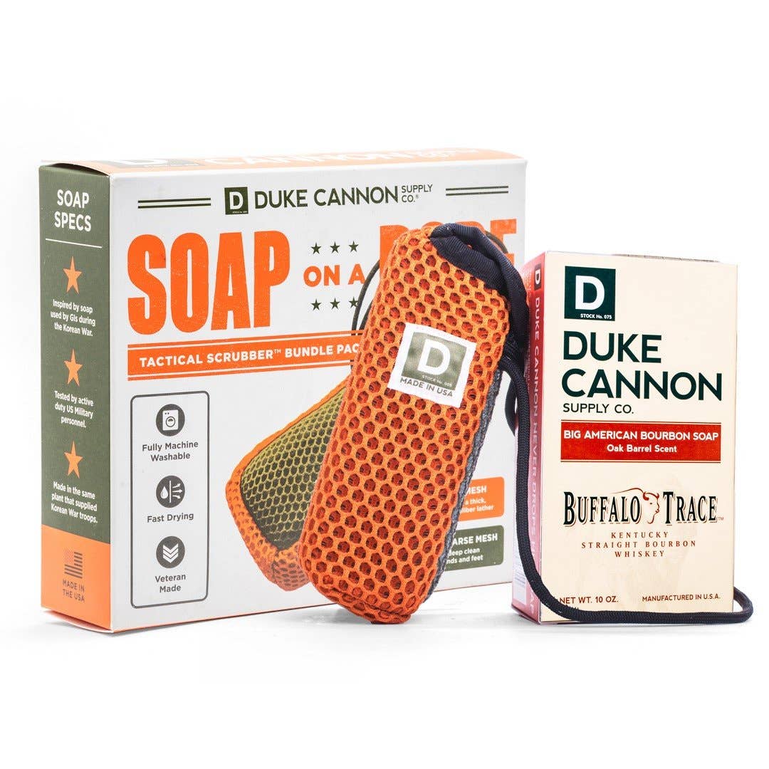 Soap on a Rope Bundle Pack (Tactical Scrubber + Bourbon soap)