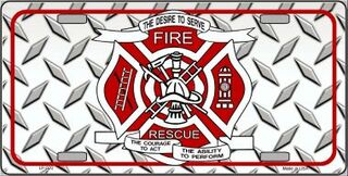 Fire Fighter Rescue Novelty Metal License Plate