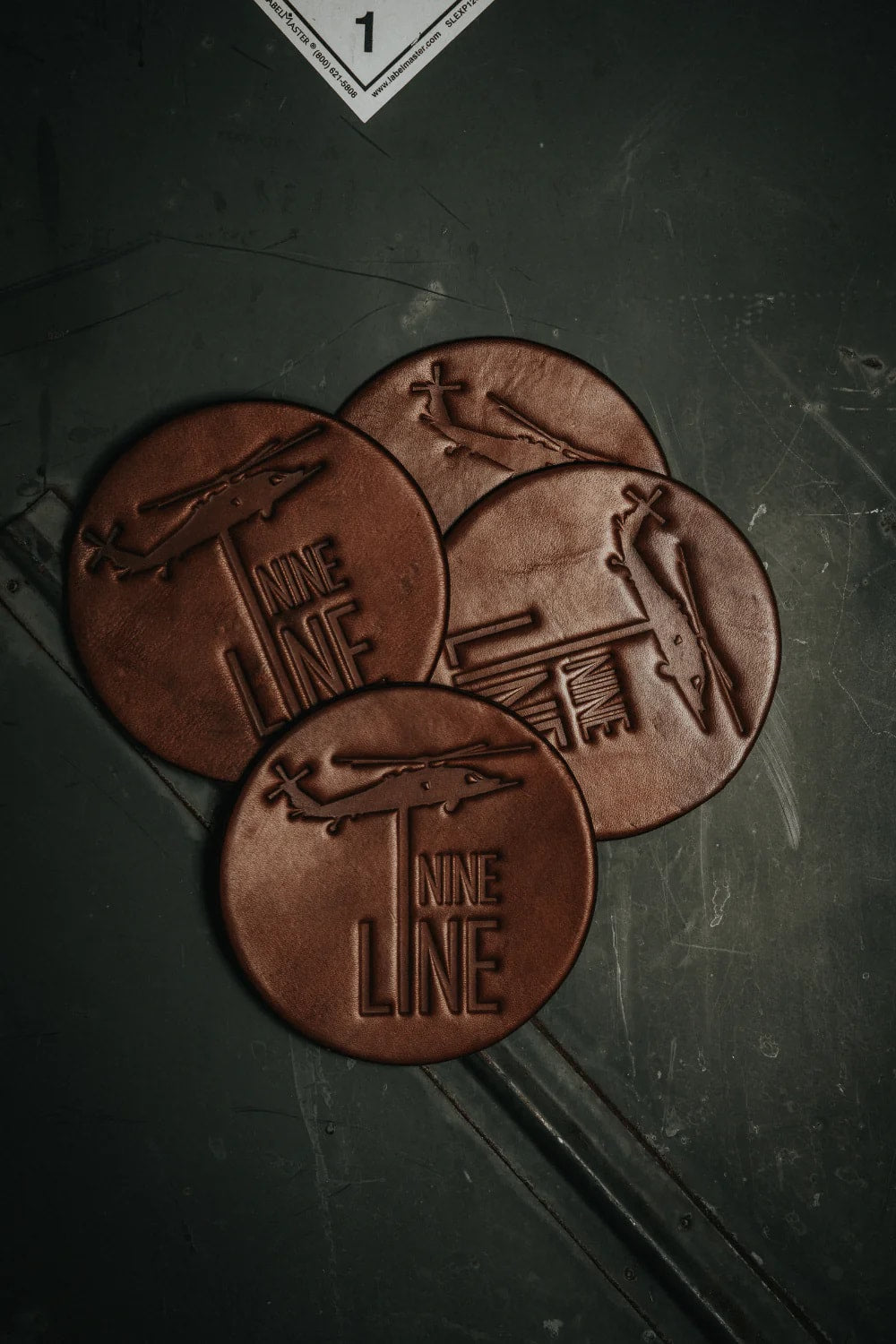 Nine Line Leather Coasters - 4 Pack