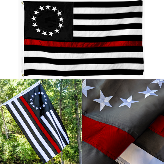 EMBROIDERED THIN RED LINE BETSY ROSS FLAG