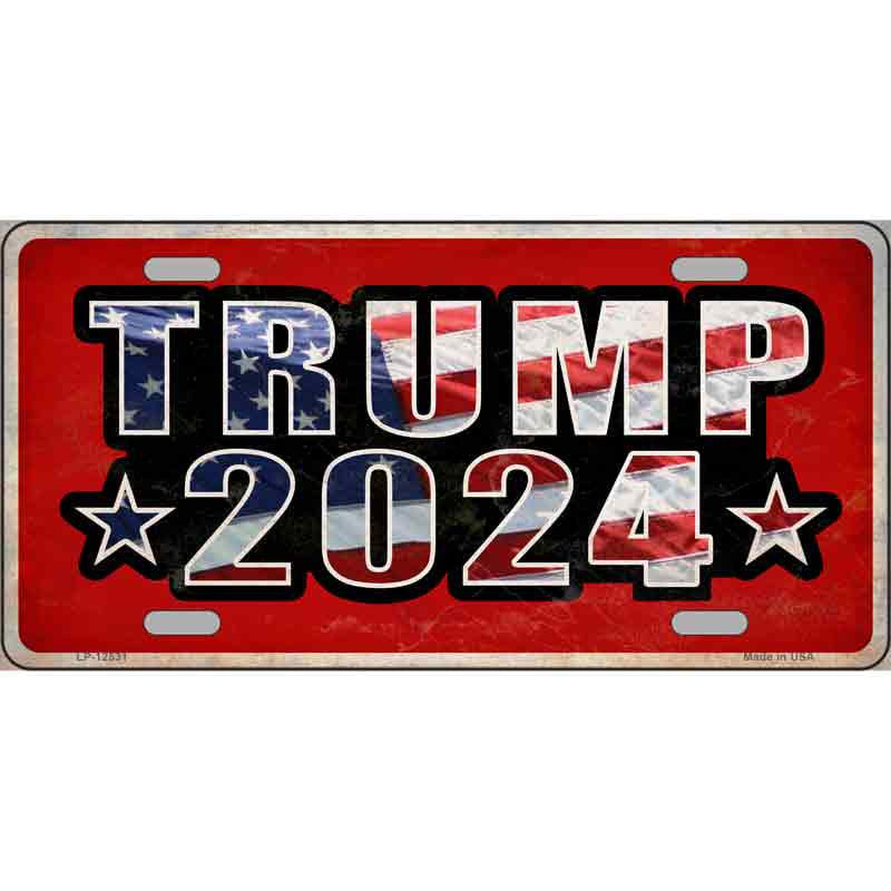 Trump 2024 Flag Novelty Metal License Plate