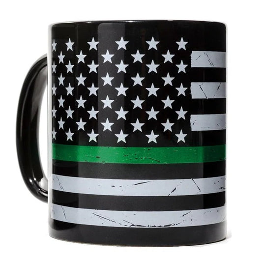 Distressed Thin Green Lineå¨ American Flag Coffee Mug