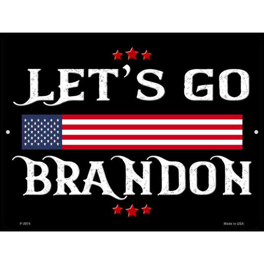 Lets Go Brandon Black Novelty Metal Parking Sign