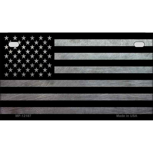 American Flag Black and Gray Novelty Metal Motorcycle License Plate